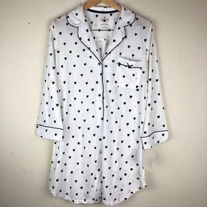 Black heart button down nightgown